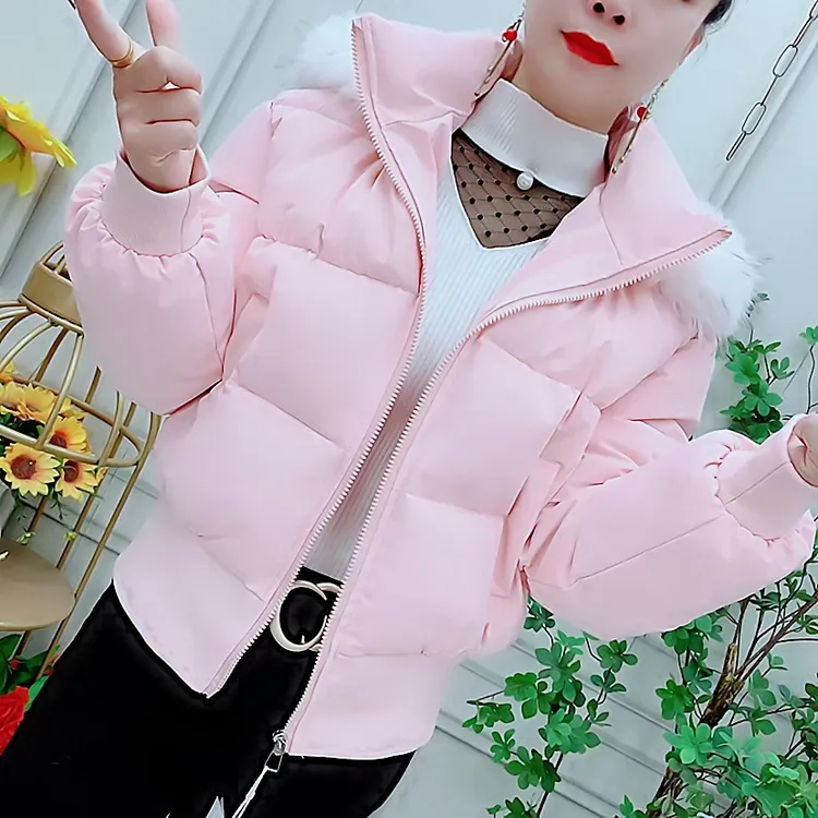 韩系减龄短款棉服连帽时尚棉袄女冬季高级感收腰显瘦加厚保暖外套