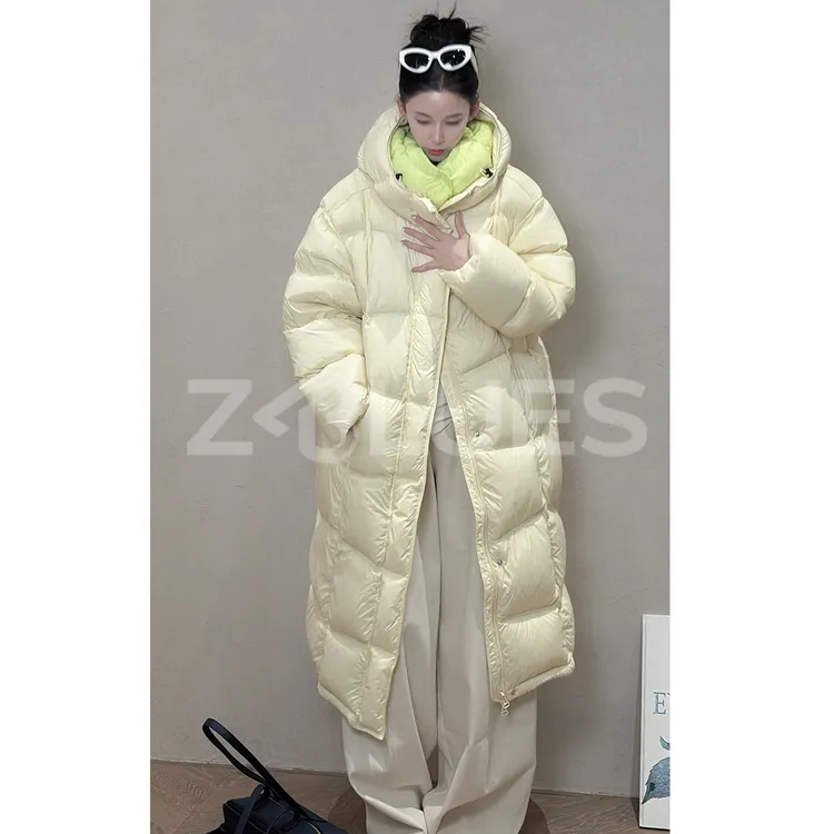 Z.blues【治愈暖冬】冬季轻暖高密拼色长款90鹅绒服YZDC7440