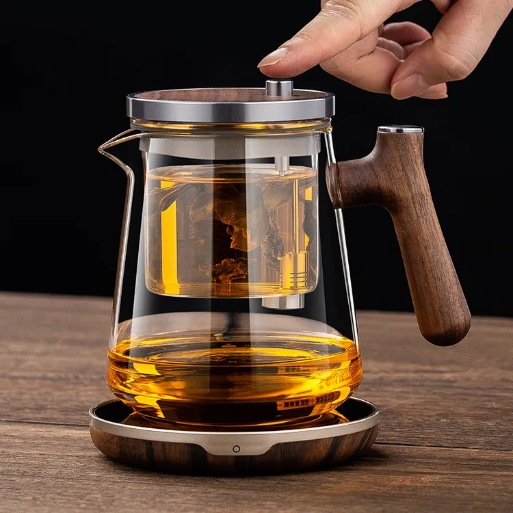 胡桃木飘逸杯泡茶杯家用新款茶水分离泡茶壶玻璃内胆过滤茶冲茶器