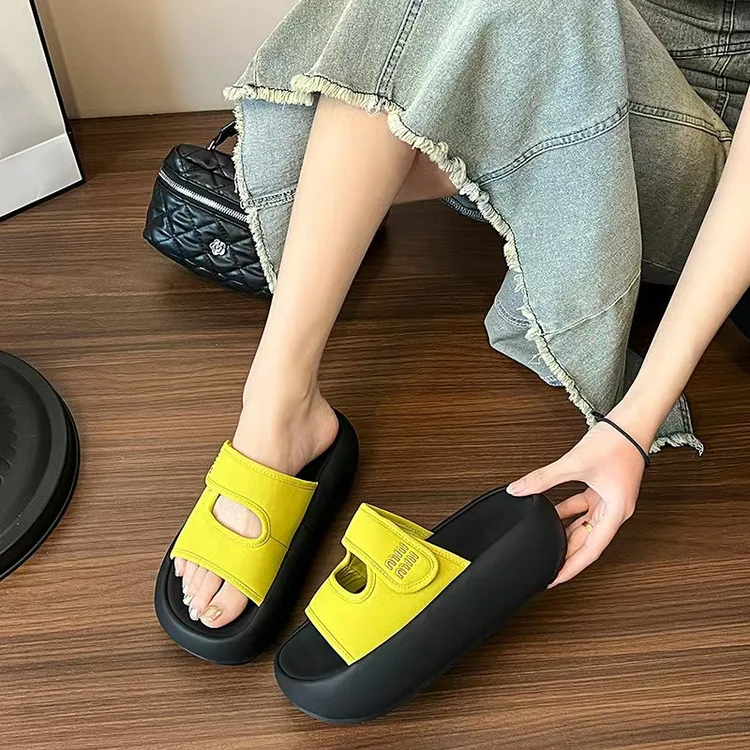 欧洲站2025夏季新款厚底增高一字拖鞋女外穿百搭松糕底凉鞋