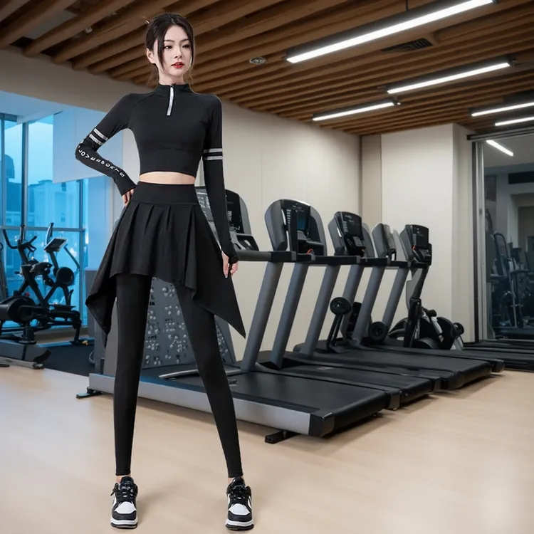 高腰健身套装女春秋薄款瑜伽服速干健身骑行服长袖运动网红时尚