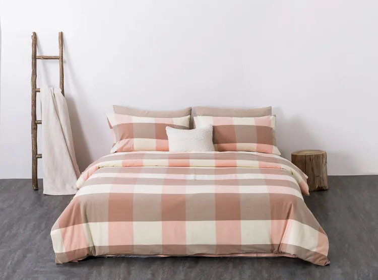 大格-A类四件套纯棉100%全棉色织水洗棉加厚床单被套柔软亲肤简约