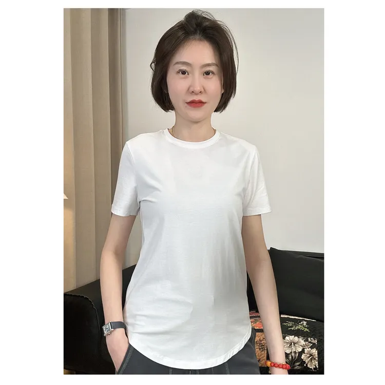 【粉丝专享福利】春夏女士百搭修身合体弹力冰爽棉短袖T恤AX045