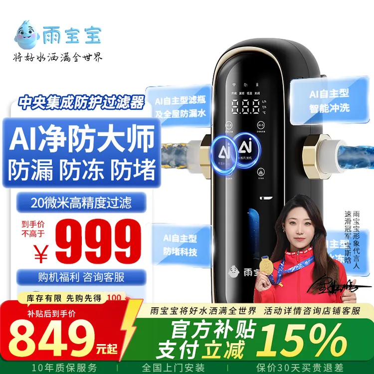 【地方补贴15％】雨宝宝AI中央集成防护过滤器 20微米过滤 8吨大通量