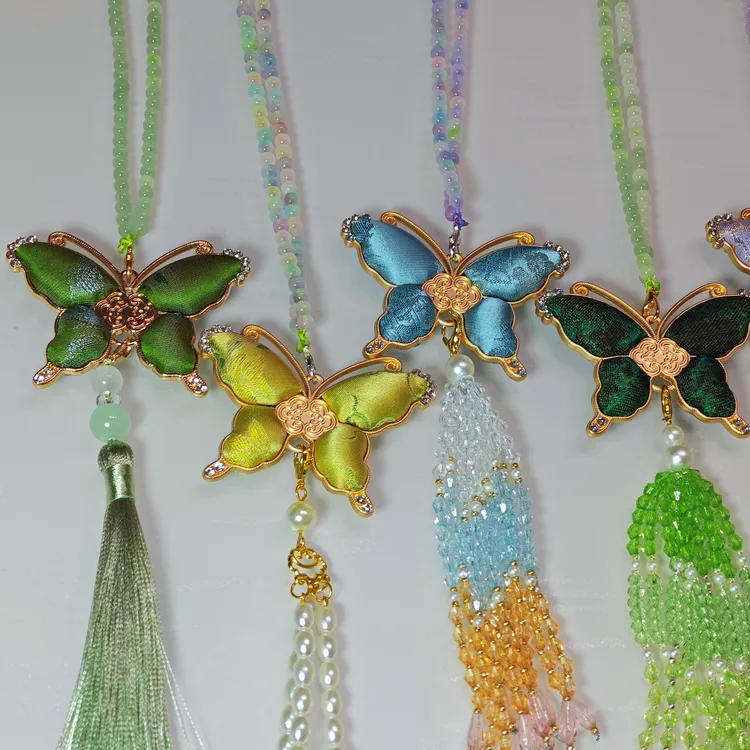 合金亚克力项链 非遗宋锦桑蚕丝真丝名家非名家项链毛衣链双面