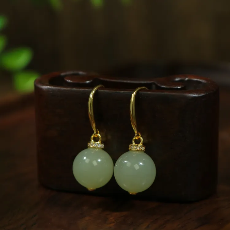 凰一品 和田玉晴水耳钩经典款S925银