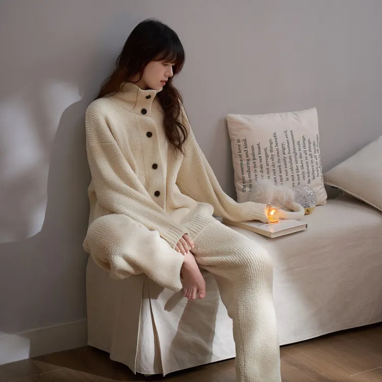 思莉太太可外出睡衣女加厚高领秋冬2025新款韩版小个子毛绒家居服