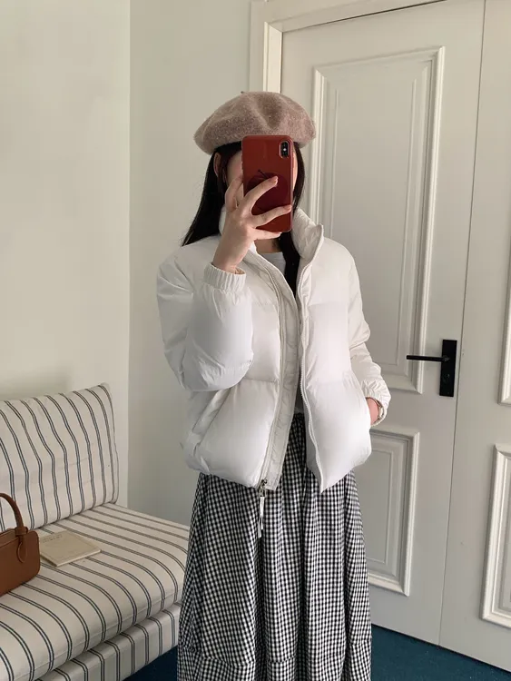 2025新款时尚立领厚款小个子冬季短款白鸭绒羽绒服