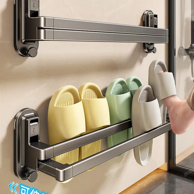 吸盘伸缩拖鞋架浴室免打孔鞋子收纳神器厕所拖鞋挂架卫生间沥水架