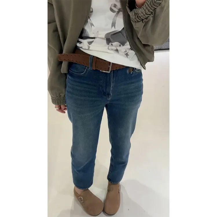 秋季新款高腰直筒弹力烟管裤女2025大码小个子显瘦修身百搭牛仔裤