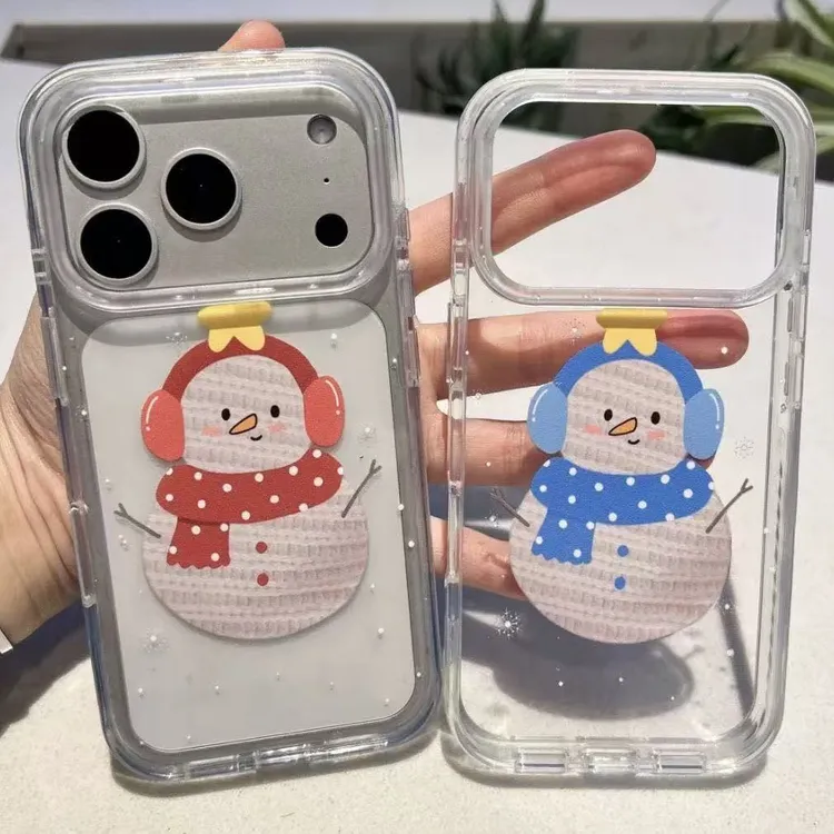 围巾雪人适用苹果17手机壳13/14ProMax卡通iPhone16/INS风17P