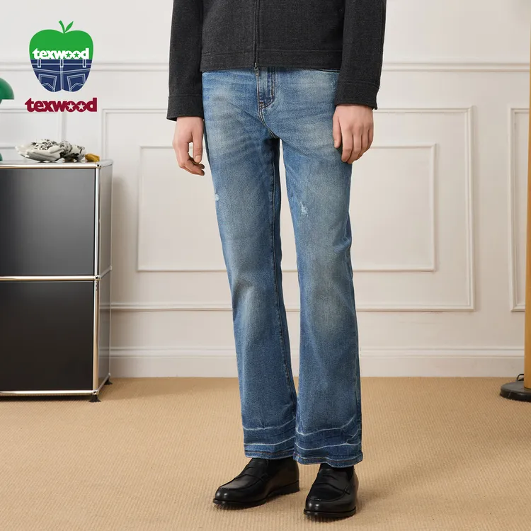 【微喇直筒】TEXWOOD苹果男士牛仔裤新款秋冬休闲舒适直筒微喇