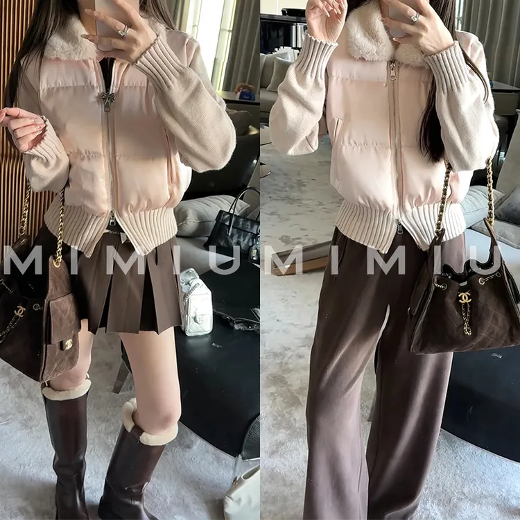 【mimius】P 可溯源三星安心羽绒 毛领针织拼接短款羽绒服 G11108