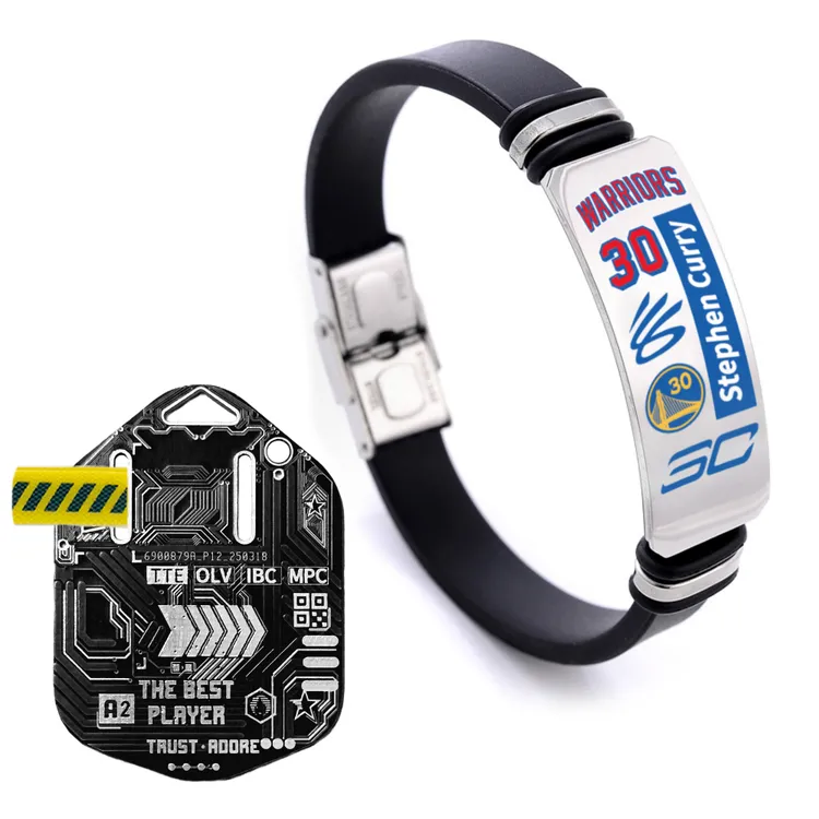 篮球球星可调节穿戴装置配黑色pcb板套装不锈钢手环