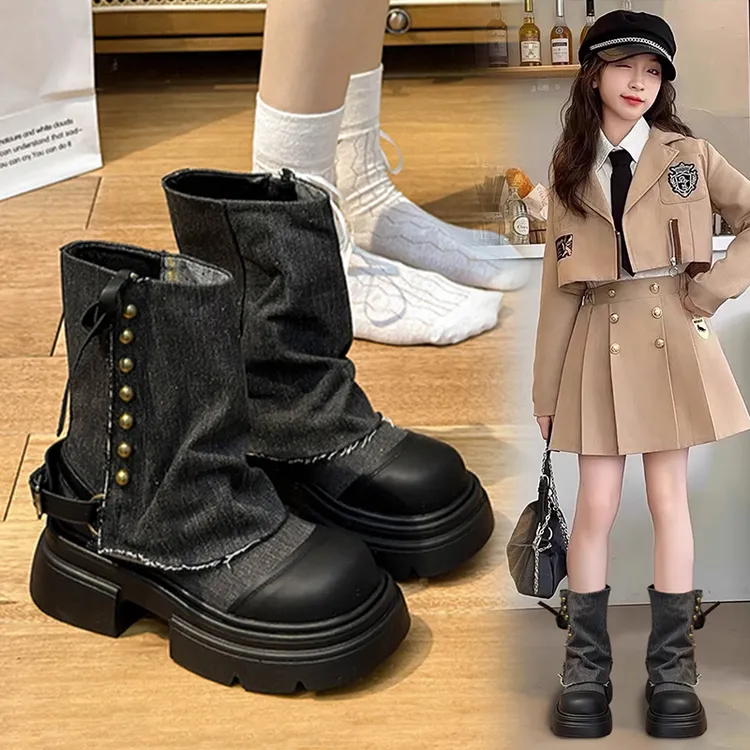 女童靴子2025秋冬季新款中大童英伦马丁靴小女孩百搭时尚单靴