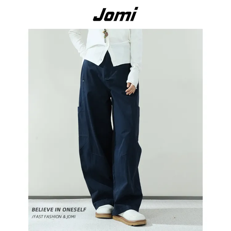 JOMI秋季新款工装风宽松休闲裤女多色可选显瘦百搭直筒阔腿裤