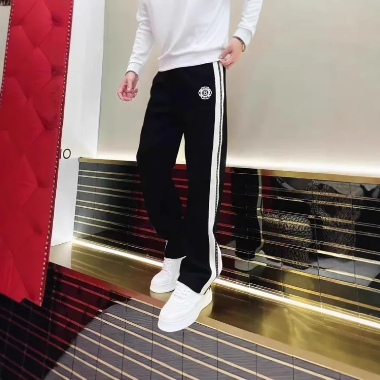 冬季新品新款男士潮流时尚百搭弹力直筒织带高端休闲运动秋冬长裤