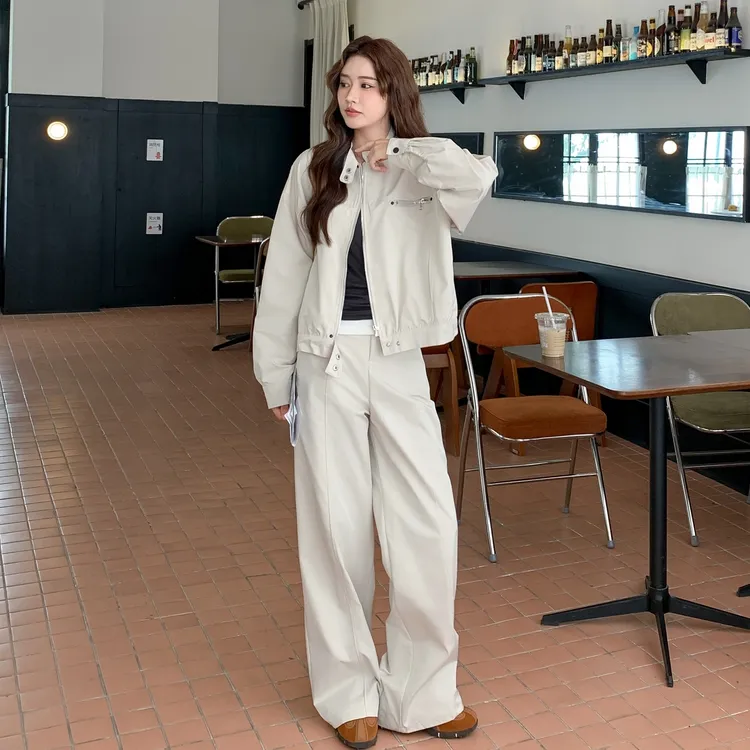 酷飒风工装短外套阔腿裤套装女2025年秋季韩系ins休闲气质两件套