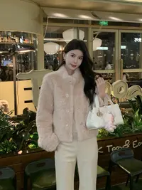 KUN【雪莉玫】暖fufu 私服定制粉色短款秋冬廓形显瘦女外套