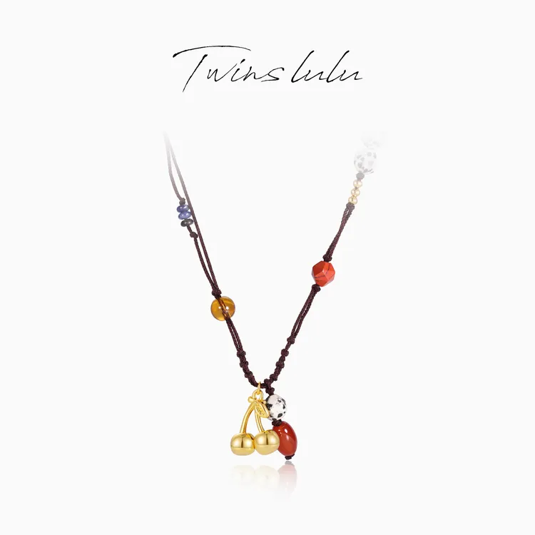 TWINS LULU 秋上新【樱桃】时尚百搭设计氛围感小饰品项链TSJ7867