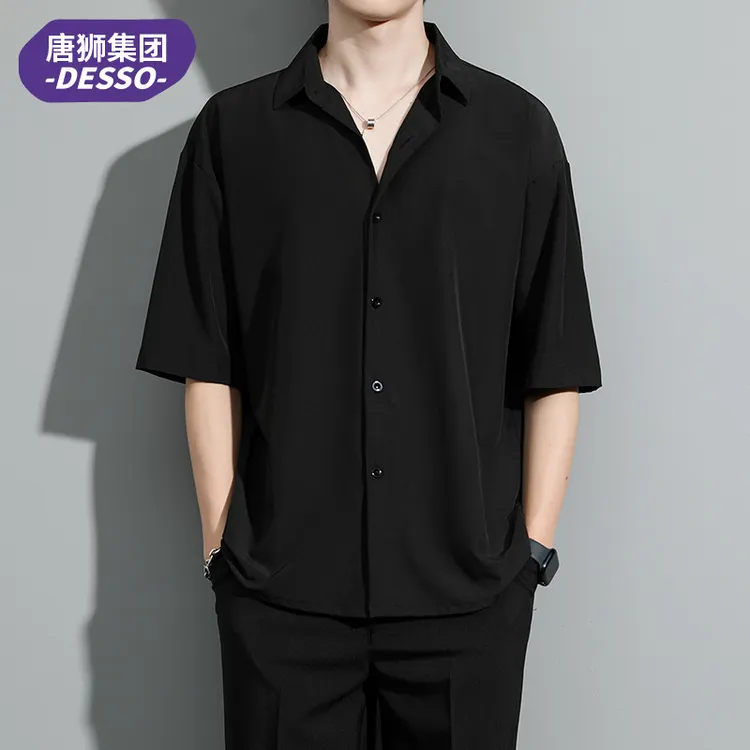 唐狮集团DESSO垂感衬衫男士短袖夏季薄款宽松高级感休闲时尚衬衣