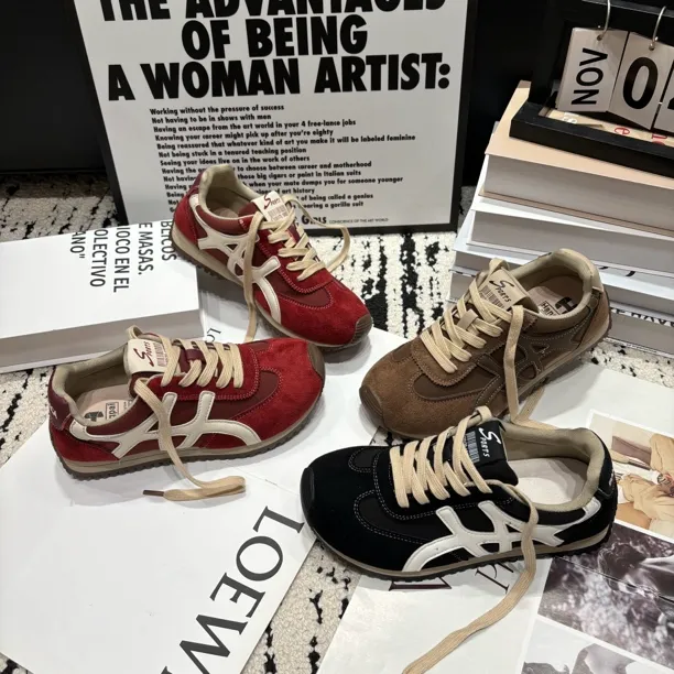 复古红阿甘鞋女2025秋冬爆款休闲德训鞋软底时尚运动鞋百搭低帮鞋