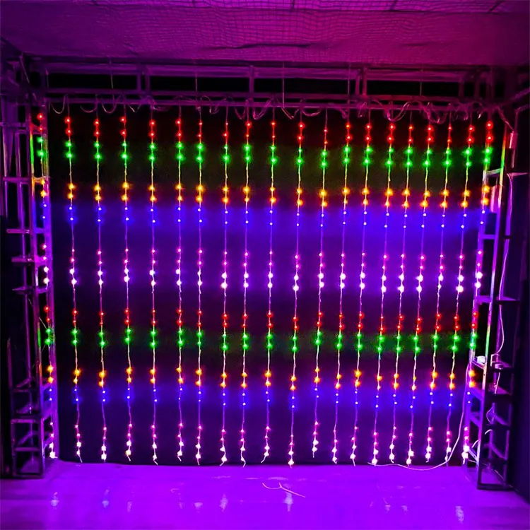 led户外防水新款瀑布灯网红流水灯满天星彩灯串节日布置窗帘装饰