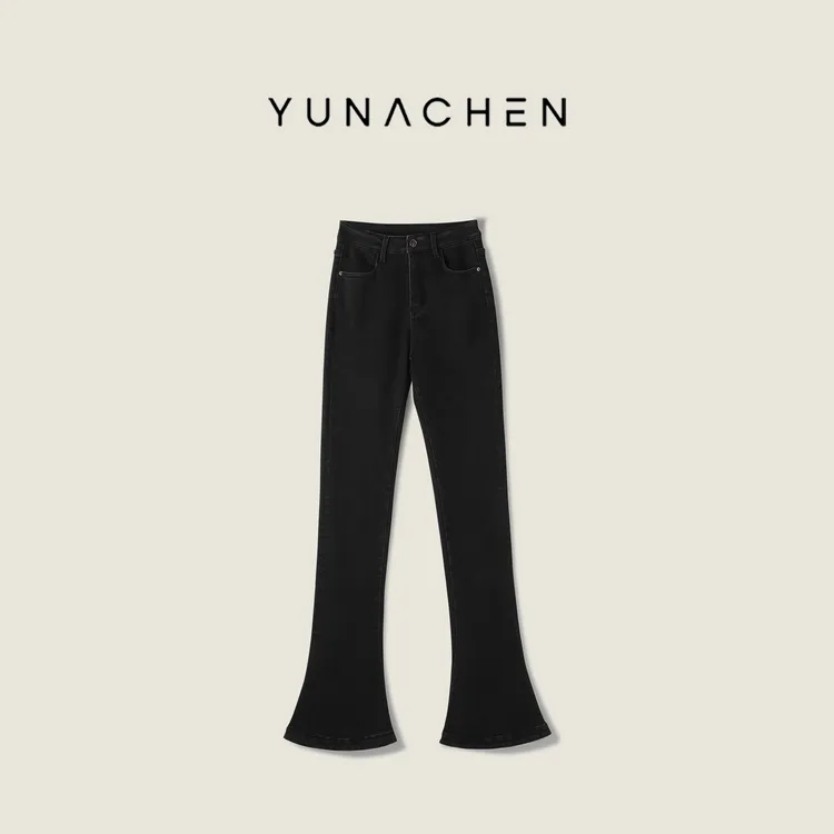 菠萝宝宝yuna【落川予梦】马年马蹄磨毛喇叭牛仔长裤