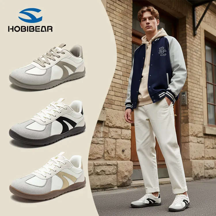 HOBIBEAR男鞋2025年春季新款赛车鞋男士复古休闲宽头赤足德训鞋男