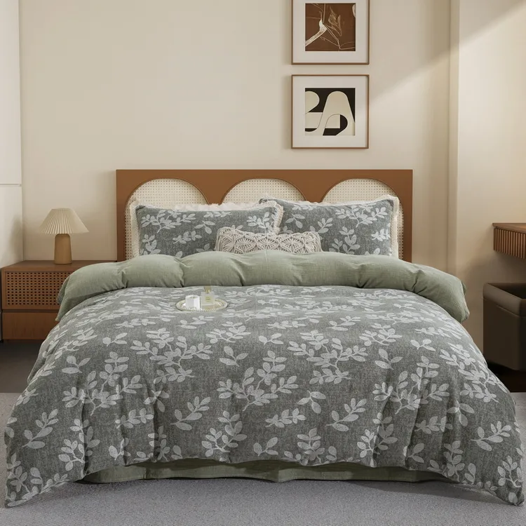 棉麻四件套柔软亲肤玉树绿尾货无运费险不退不换慵懒浪漫轻盈透气