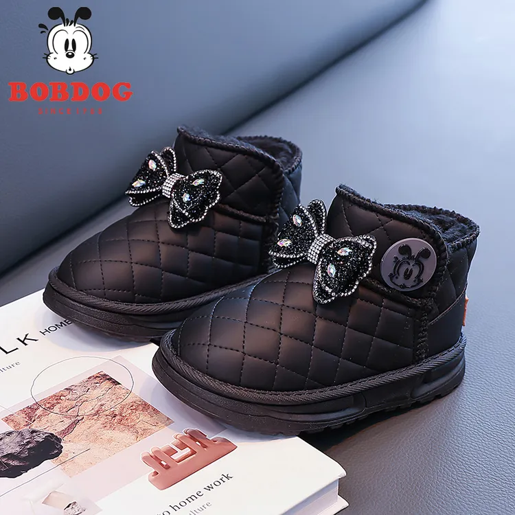 巴布豆品牌童鞋儿童雪地靴2025新款冬季加绒加厚棉鞋男女童棉靴子