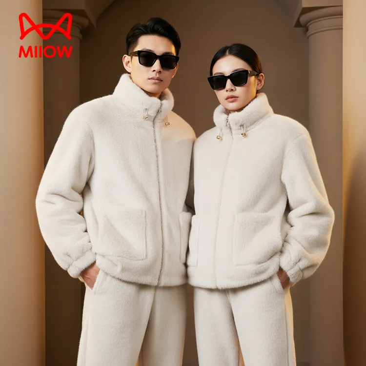 仿貂/MiiOW猫人加厚睡衣家居服情侣男女外穿套装秋冬季加绒仿皮草