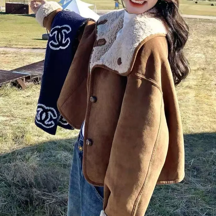 女女士常规款短外套通用秋冬时尚宽松冬季鹿皮绒 正反两穿