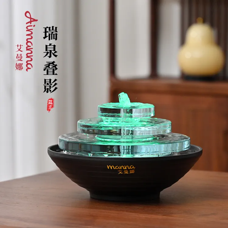 桌面流水摆件循环水简约小喷泉水景送礼茶室乔迁装饰客厅玄关招财