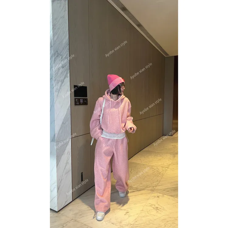 【AYOBE】小贤  巨松弛软糯毛绒休闲羊羔毛显瘦慵懒感秋冬保暖套装