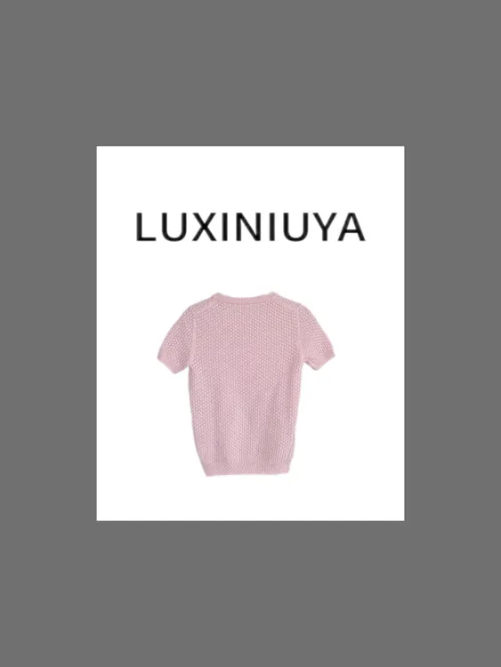 【LUXINIUYA新款提花蜂窝织法全羊毛柔软舒适短袖T恤#CX3214