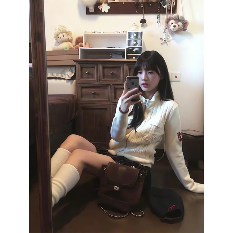 慵懒风针织衫外套女秋季高级感宽松百搭温柔软糯上衣显瘦半身裙
