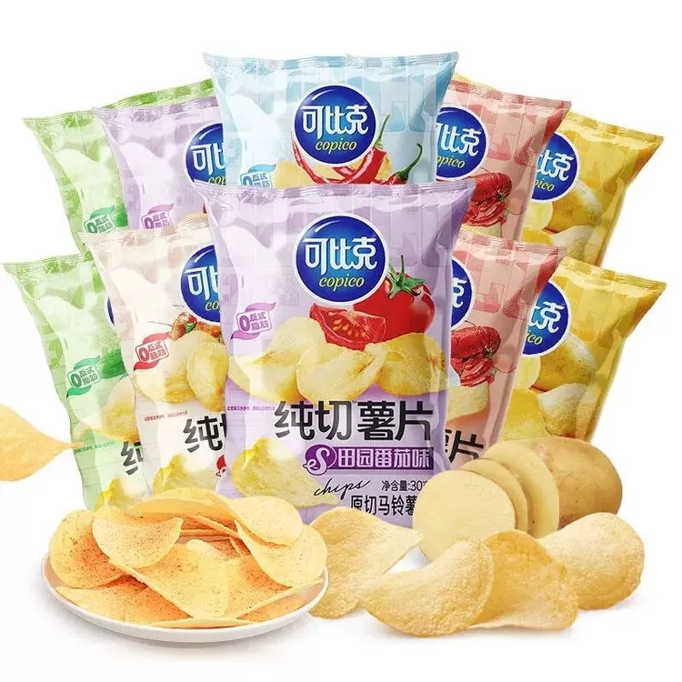 可比克纯切薯片30g*10袋装多口味混搭追剧零食香脆解馋休闲小吃