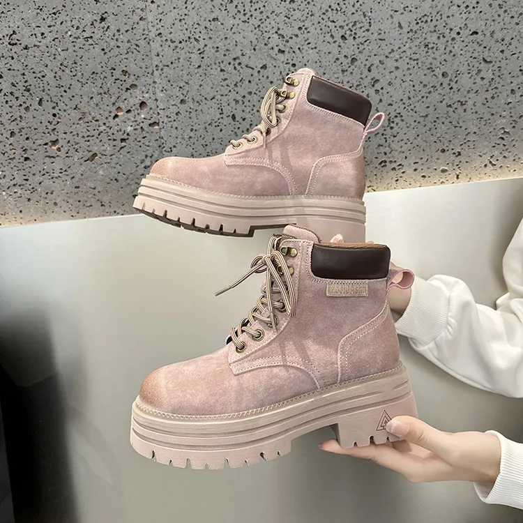 真皮马丁靴女2025新款英伦风内大黄靴秋季小个子厚底短靴女款靴子