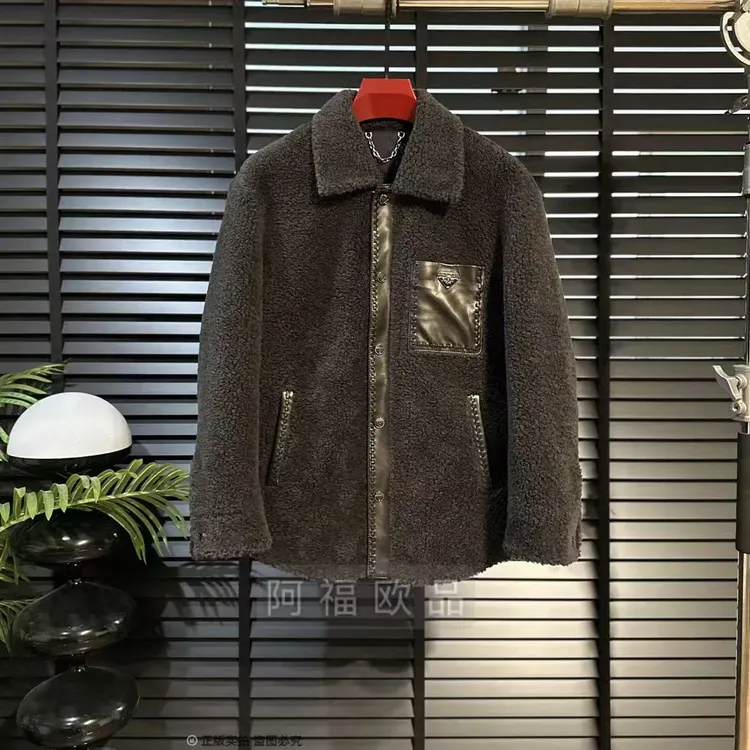 男士顶奢配皮100%羊毛外套【羊毛内胆填充】25086