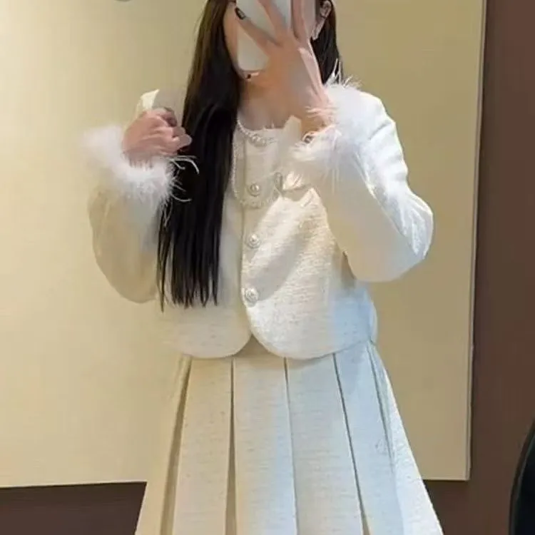 大码爆款女装小香风套装加厚上衣半身裙两件套装