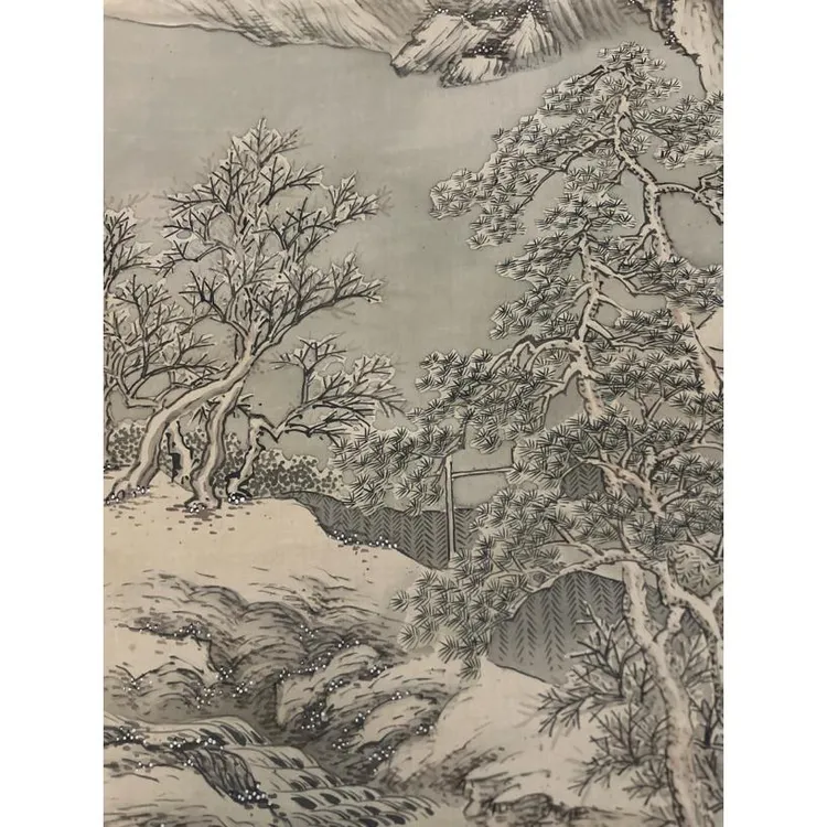 寒林雪隐图茶室挂轴