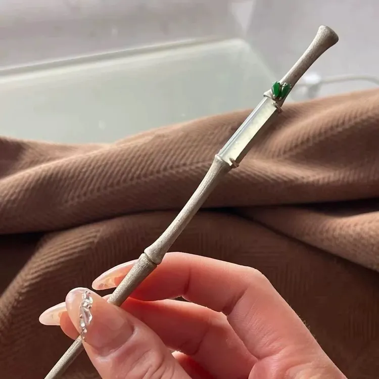 新中式国风发簪竹节玉石银簪子古风汉服盘发头饰小众气质玄学钗子
