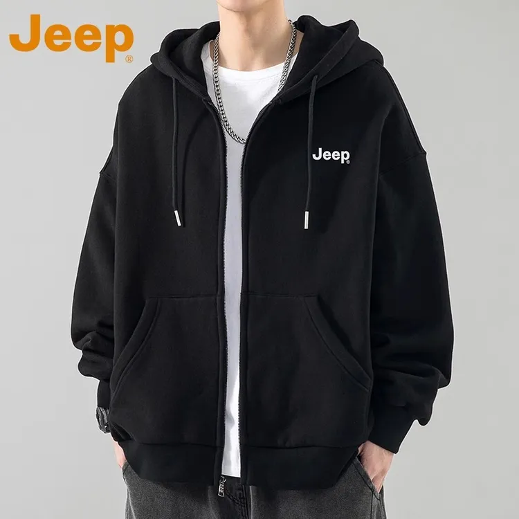 JEEP吉普开衫卫衣男士春秋季2025新款夹克连帽衫休闲男生外套上衣