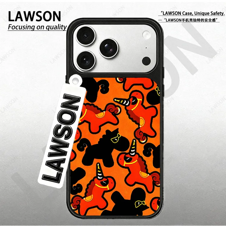 马年双马临门磨砂磁吸黑边苹果17promax/16/15华为小米防摔手机壳