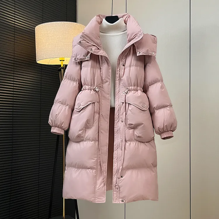 羽绒服女中长款2025年冬季新款韩版大口袋外套潮