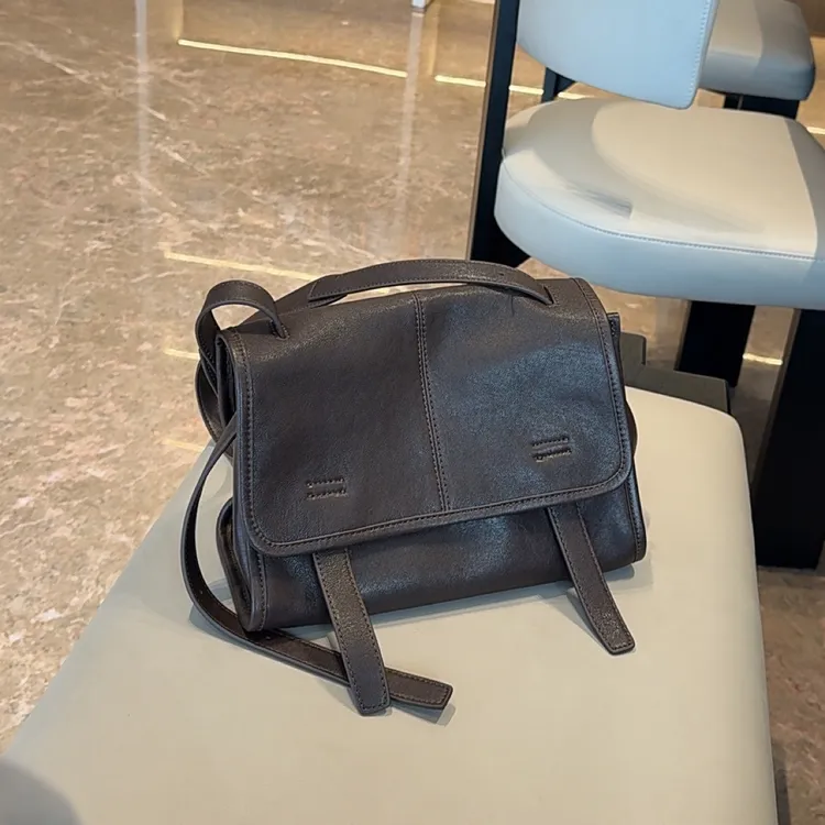 新款进口羊皮女高级质感斜挎通勤女包时尚轻奢托特包邮差包手提包