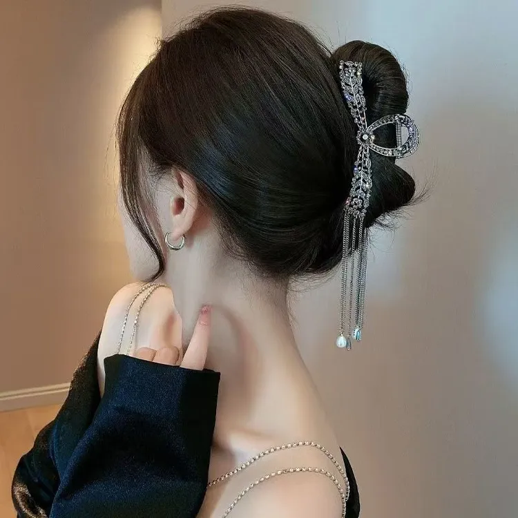 流苏抓夹发饰发卡头饰夏季高级感精致鲨鱼大号发量多后脑勺头发