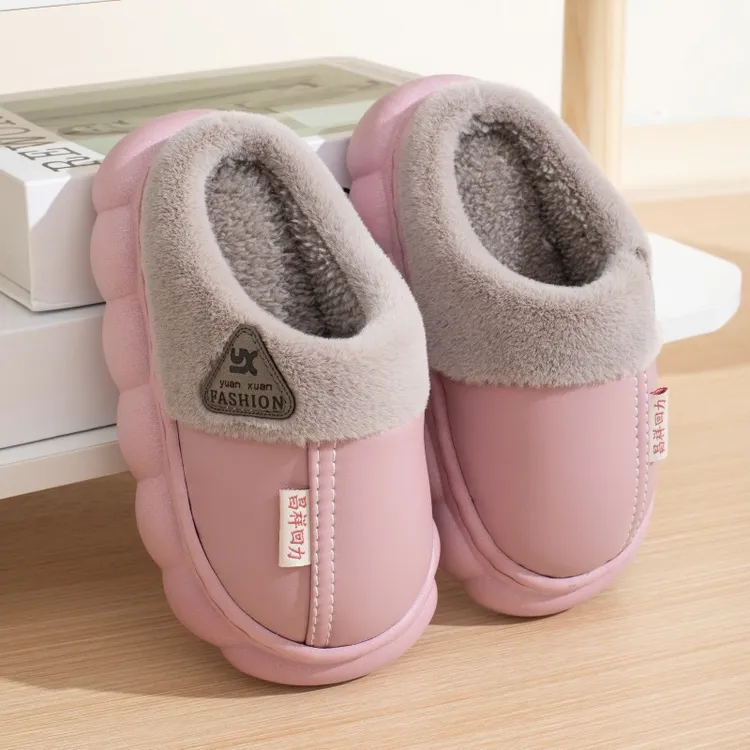 防水秋冬棉拖鞋男女童踩屎感包跟防滑室内家居冬天加绒棉鞋家居鞋