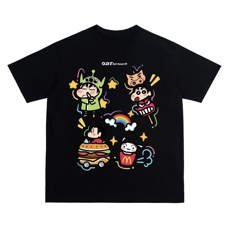 美式四小新休闲纯棉短袖T恤 美式街头复古短袖流行男女同款